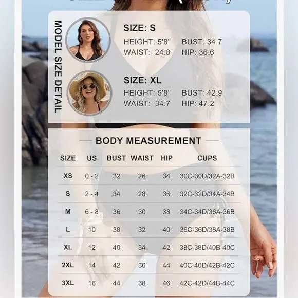 Blooming Jelly Womens High Waisted Bikini Set Two Piece Swimsuit NWT - Picture 4 of 7